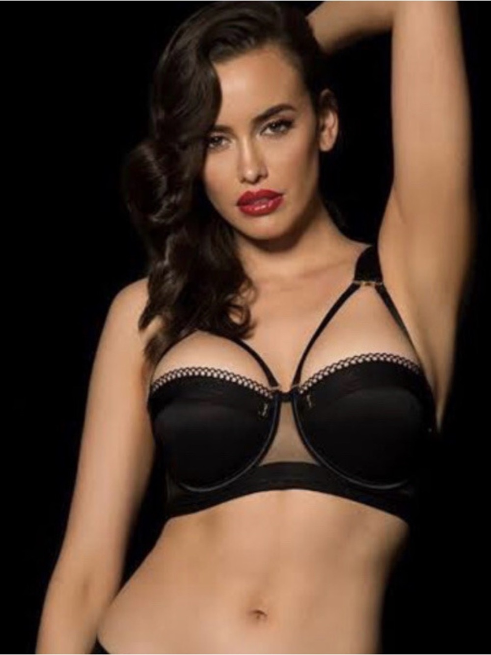 Honey Birdette Vienna Black Padded Bra Thick Straps size 32C